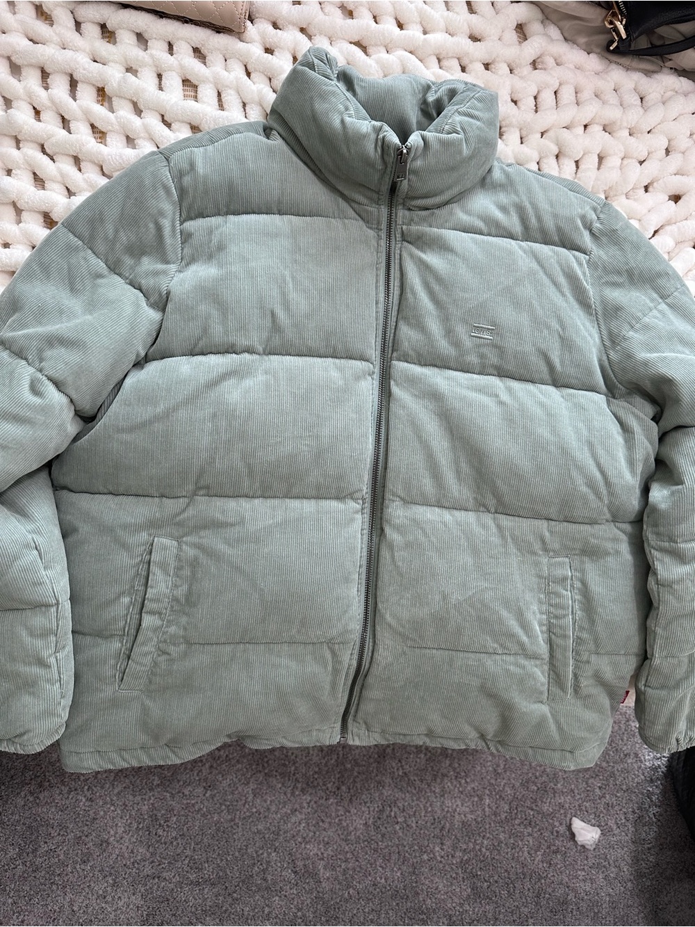 Levi's Light Sage Corduroy Puffer Jacket